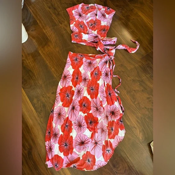 Ava Sky by Fighting Eel Wrap Skirt, Wrap Top & Shorts Set RARE! Size XS - Picture 2 of 8